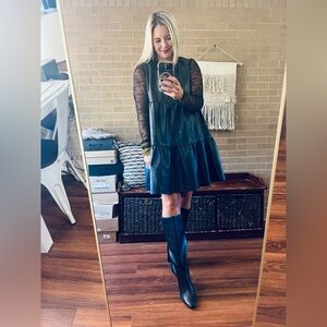 Skies Are Blue Black Leather Mini Dress